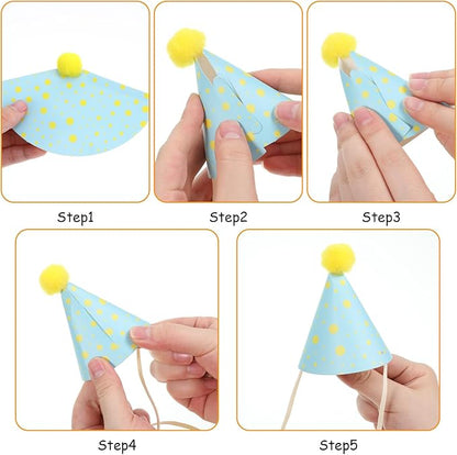 Tucnoeu 10pcs Colorful Mini Party Hats, Cute Dog Party Hats with Pom Poms for Kittens Rabbits Dogs and Stuffed Animals