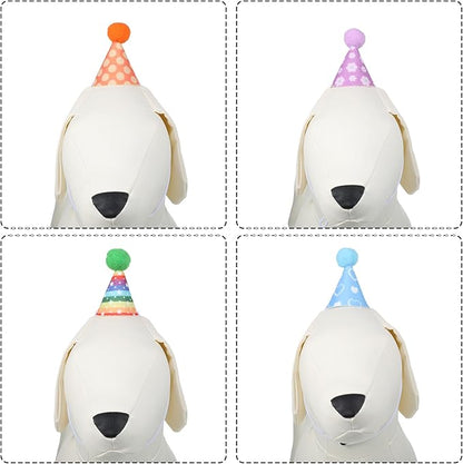 Tucnoeu 10pcs Colorful Mini Party Hats, Cute Dog Party Hats with Pom Poms for Kittens Rabbits Dogs and Stuffed Animals