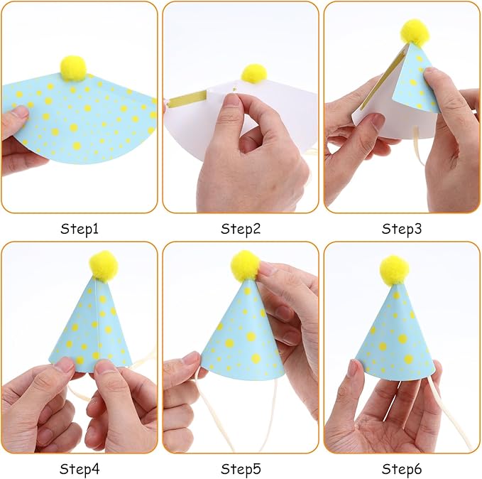 Tucnoeu 10pcs Colorful Mini Party Hats, Cute Dog Party Hats with Pom Poms for Kittens Rabbits Dogs and Stuffed Animals