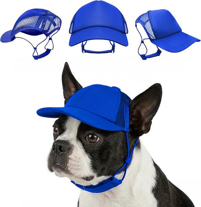 Tuff Pupper Dog Baseball Cap | UV Protection Dog Sun Hat | Breathable Lightweight Design | Secure Adjustable Chin Strap | Quick-Dry Fabric | Reinforced Brim | Small Medium Large Dogs (Blue, S)
