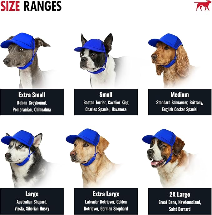 Tuff Pupper Dog Baseball Cap | UV Protection Dog Sun Hat | Breathable Lightweight Design | Secure Adjustable Chin Strap | Quick-Dry Fabric | Reinforced Brim | Small Medium Large Dogs (Blue, S)