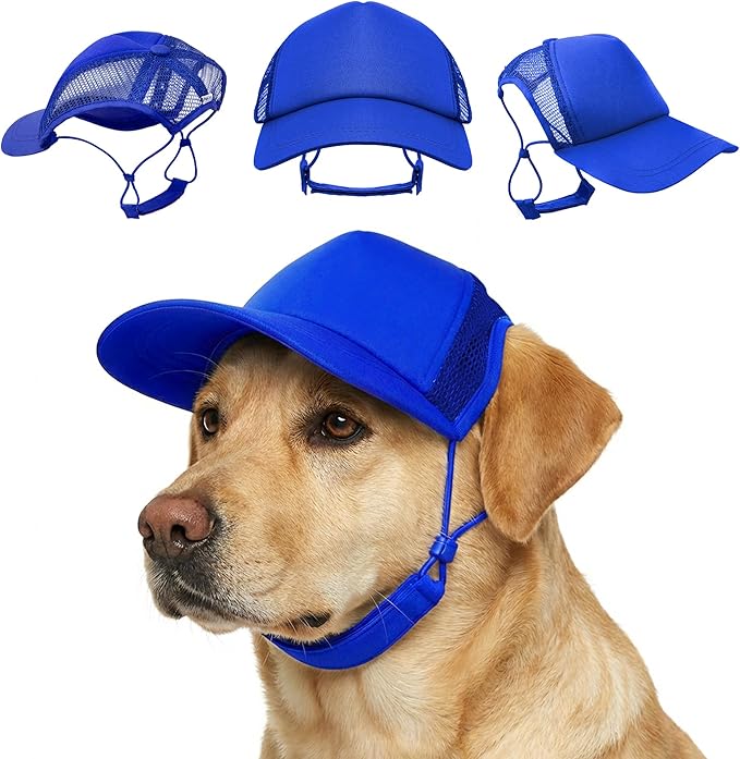 Tuff Pupper Dog Baseball Cap | UV Protection Dog Sun Hat | Breathable Lightweight Design | Secure Adjustable Chin Strap | Quick-Dry Fabric | Reinforced Brim | Small Medium Large Dogs (Blue, XL)