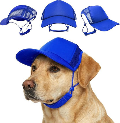 Tuff Pupper Dog Baseball Cap | UV Protection Dog Sun Hat | Breathable Lightweight Design | Secure Adjustable Chin Strap | Quick-Dry Fabric | Reinforced Brim | Small Medium Large Dogs (Blue, XL)