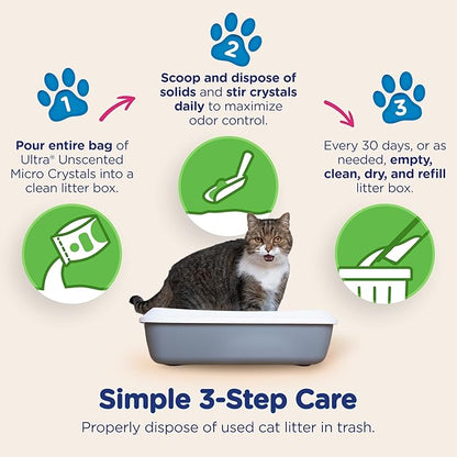 Ultra Micro Crystals Premium Cat Litter - 99.9% Dust Free, Soft on Paws, Fragrance Free - 15 Lbs. Total (3pk of 5 Lbs.)