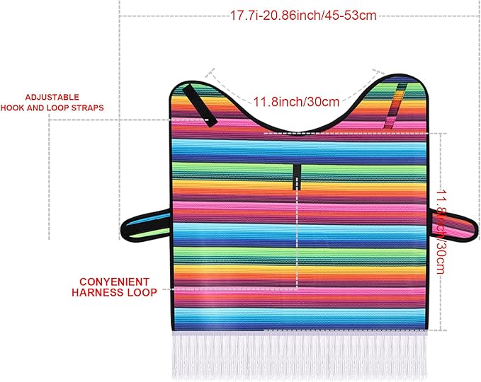 Weewooday Dog Sombrero Hat Pet Serape Poncho Costume Dog Multicolor Adjustable Mexican Straw Hat Chihuahua Clothes(Medium)