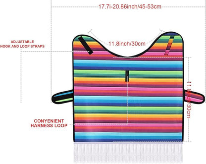Weewooday Dog Sombrero Hat Pet Serape Poncho Costume Dog Multicolor Adjustable Mexican Straw Hat Chihuahua Clothes(Small)