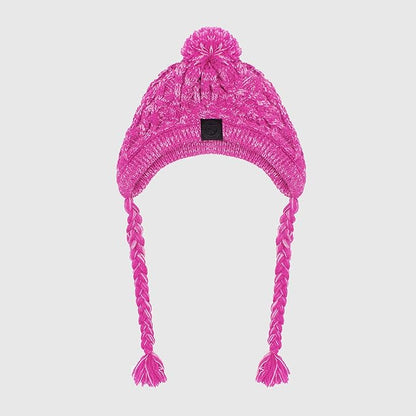 Winter Dog Hat,Knitting Wool Cap,Warm Pet Head Wear with Long Braid Puppy’s Head Accessorie (Purple L)