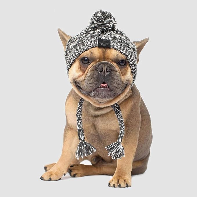 Winter Dog Hat,Knitting Wool Cap,Warm Pet Head Wear with Long Braid Puppy’s Head Accessorie (S)