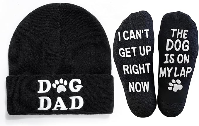 Winter Knitted Beanie Hat and Themed Scoks for Dog Cat Lover Gifts, Christmas Stocking Stuffers for Men Women