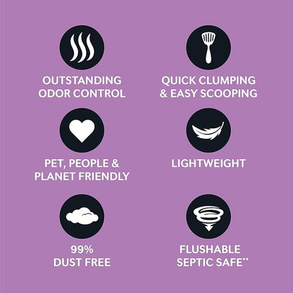 WORLD'S BEST CAT LITTER Multiple Cat Lavender Scented 32-Pounds - Natural Ingredients, Quick Clumping, Flushable, 99% Dust Free & Made in USA - Calming Fragrance & Long-Lasting Odor Control