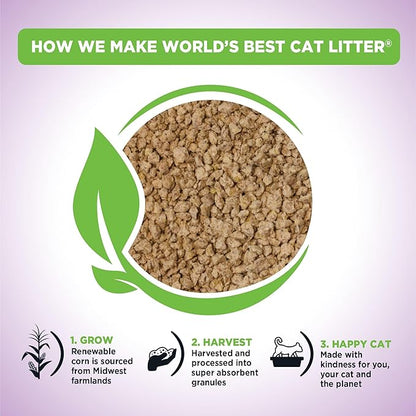 WORLD'S BEST CAT LITTER Multiple Cat Lavender Scented 32-Pounds - Natural Ingredients, Quick Clumping, Flushable, 99% Dust Free & Made in USA - Calming Fragrance & Long-Lasting Odor Control