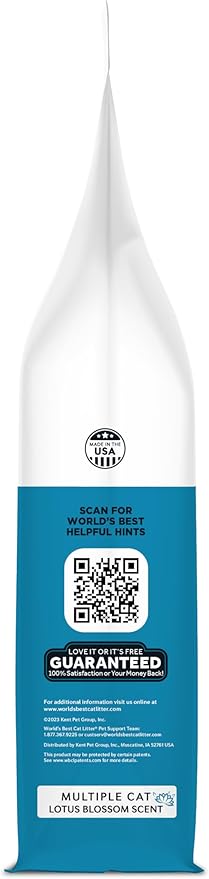 WORLD'S BEST CAT LITTER Multiple Cat Lotus Blossom Scented 32-Pounds - Natural Ingredients, Quick Clumping, Flushable, 99% Dust Free & Made in USA - Floral Fragrance & Long-Lasting Odor Control